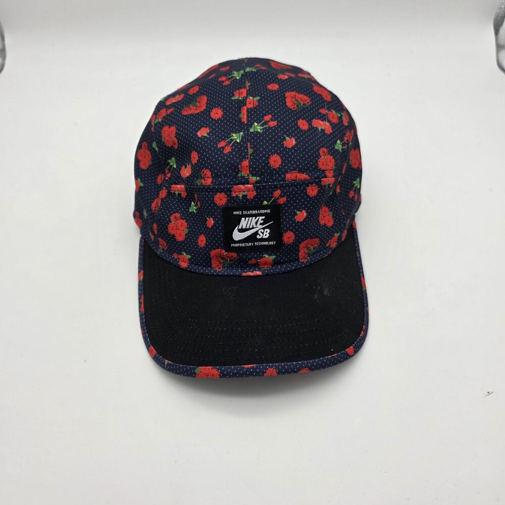Nike SB Floral Rose 5 Panel Skateboarding Hat Navy Red Adjustable Cap
